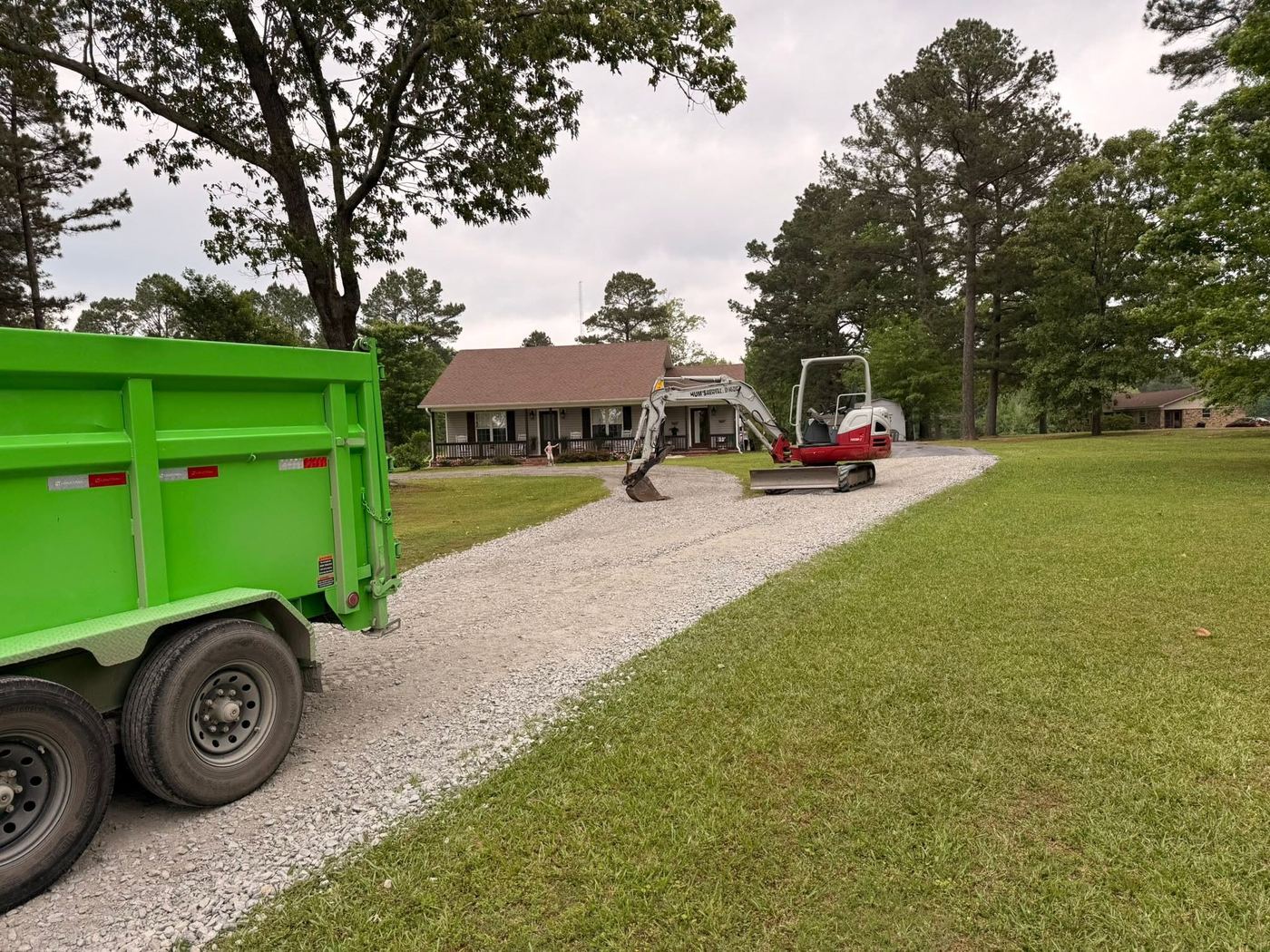Gravel delivery and spreading at a home